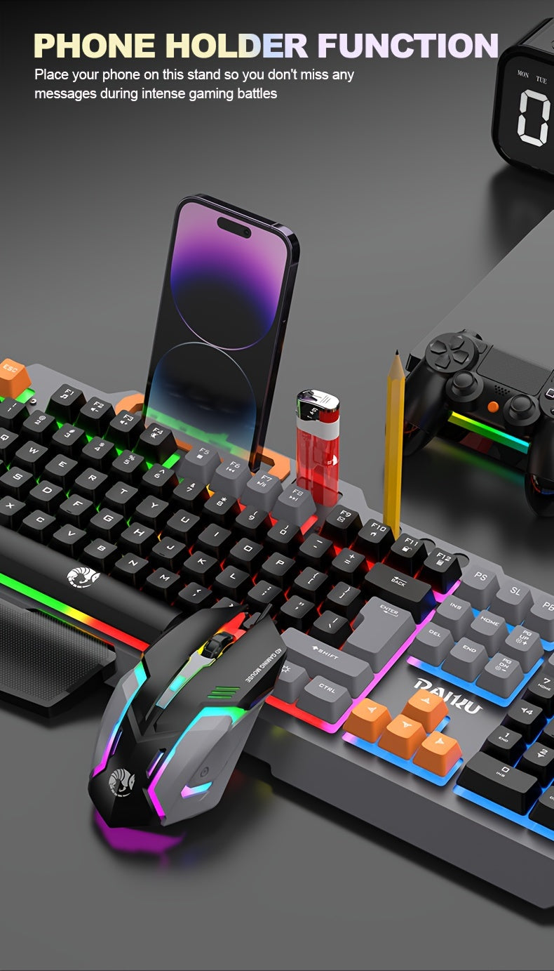 Three Colors Block Wired Keyboard Mouse Set