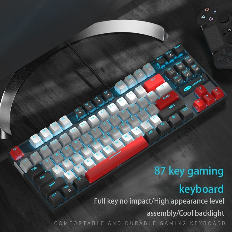 MageGee MK-STAR Mechanical Keyboard 87 Keys Assembled Keyboard Wired Backlit Desktop Keyboard, Gray Mix Blue Blue Axis