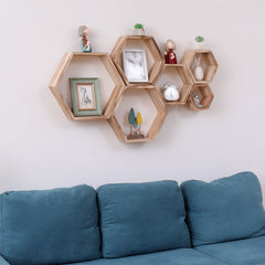 5pcs Hexagon Floating Shelves - Wall Mounted