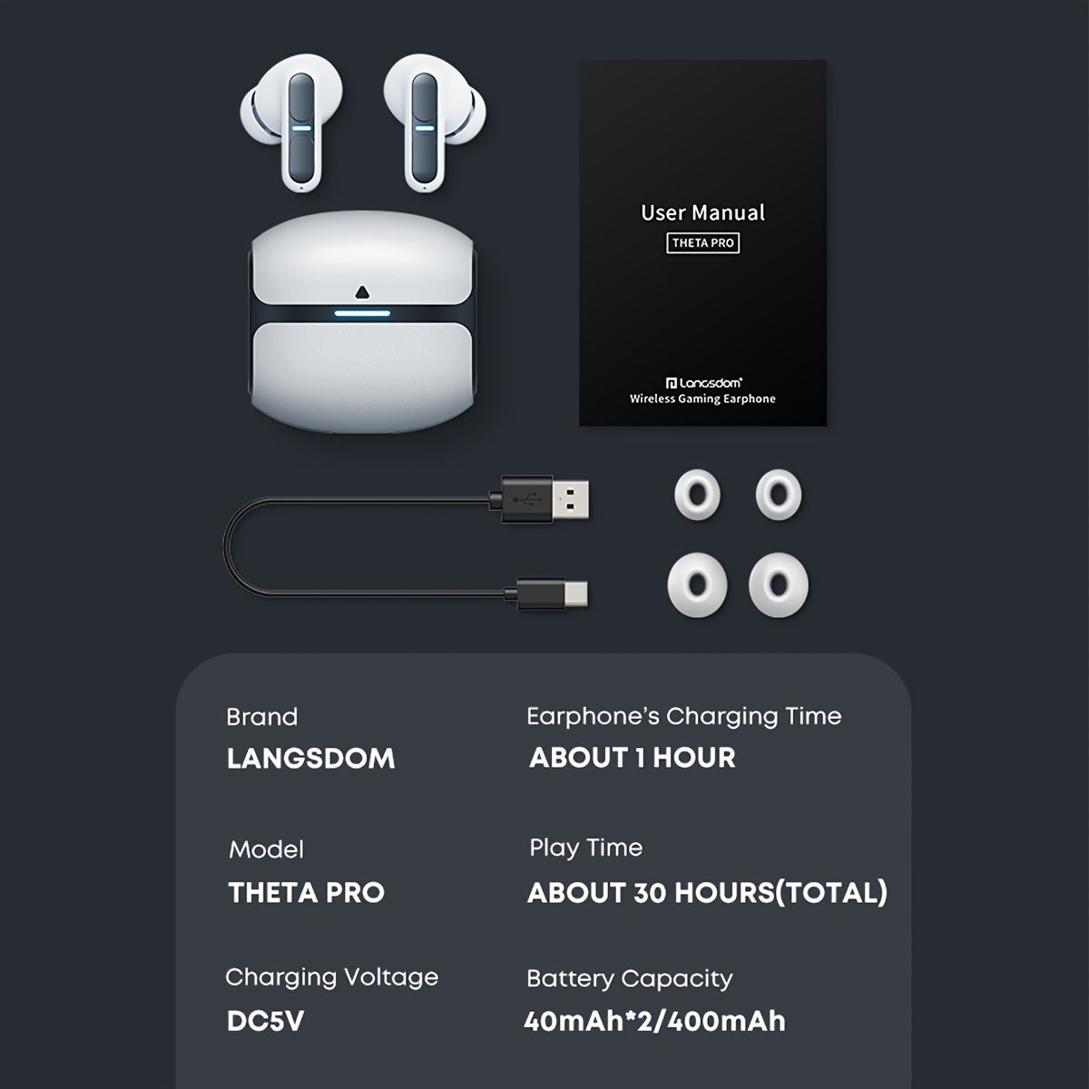 Langsdon THETA PRO True Wireless Headphones