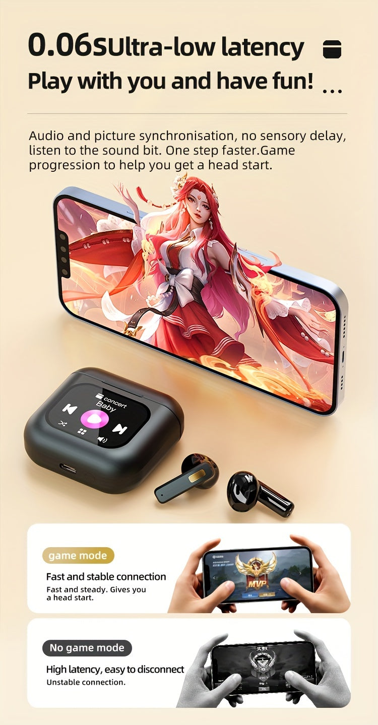 Touch Screen ENC Wireless Earbuds With Screen