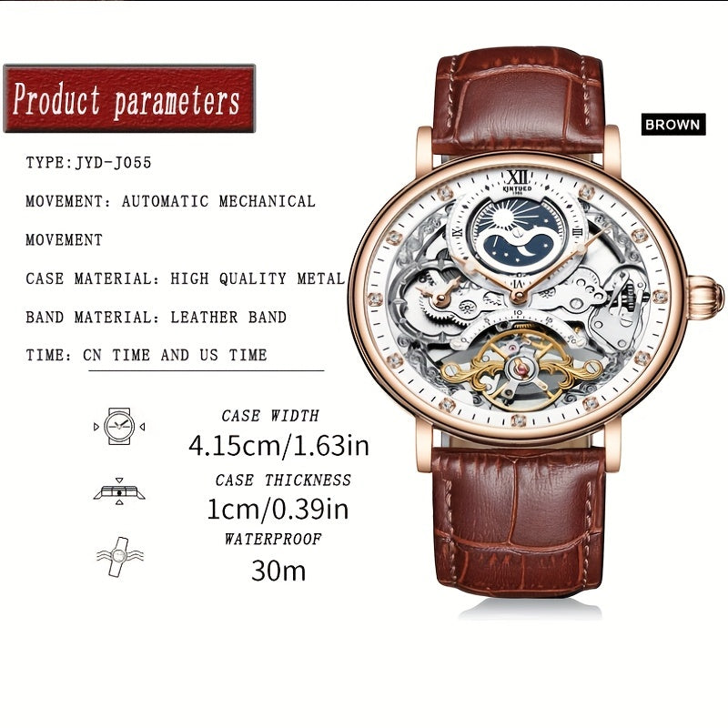 Watch Rose Golden Hollow Tourbillon Automatic Mechanical Watch