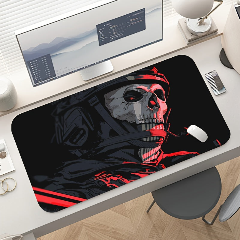 1pc Extended Gaming Mouse Pad with Red Skull Design