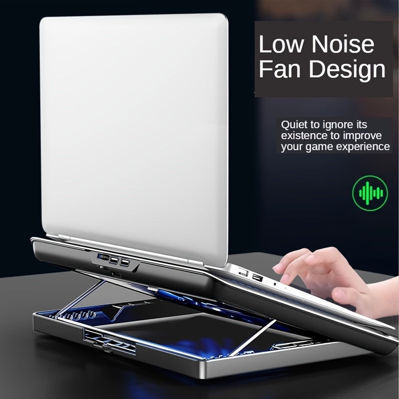 Notebook Radiator Cooling Fan, Laptop Pad, Aluminum Alloy, 2 USB Ports, 12-17 Inch, Cooler, Gaming Stand