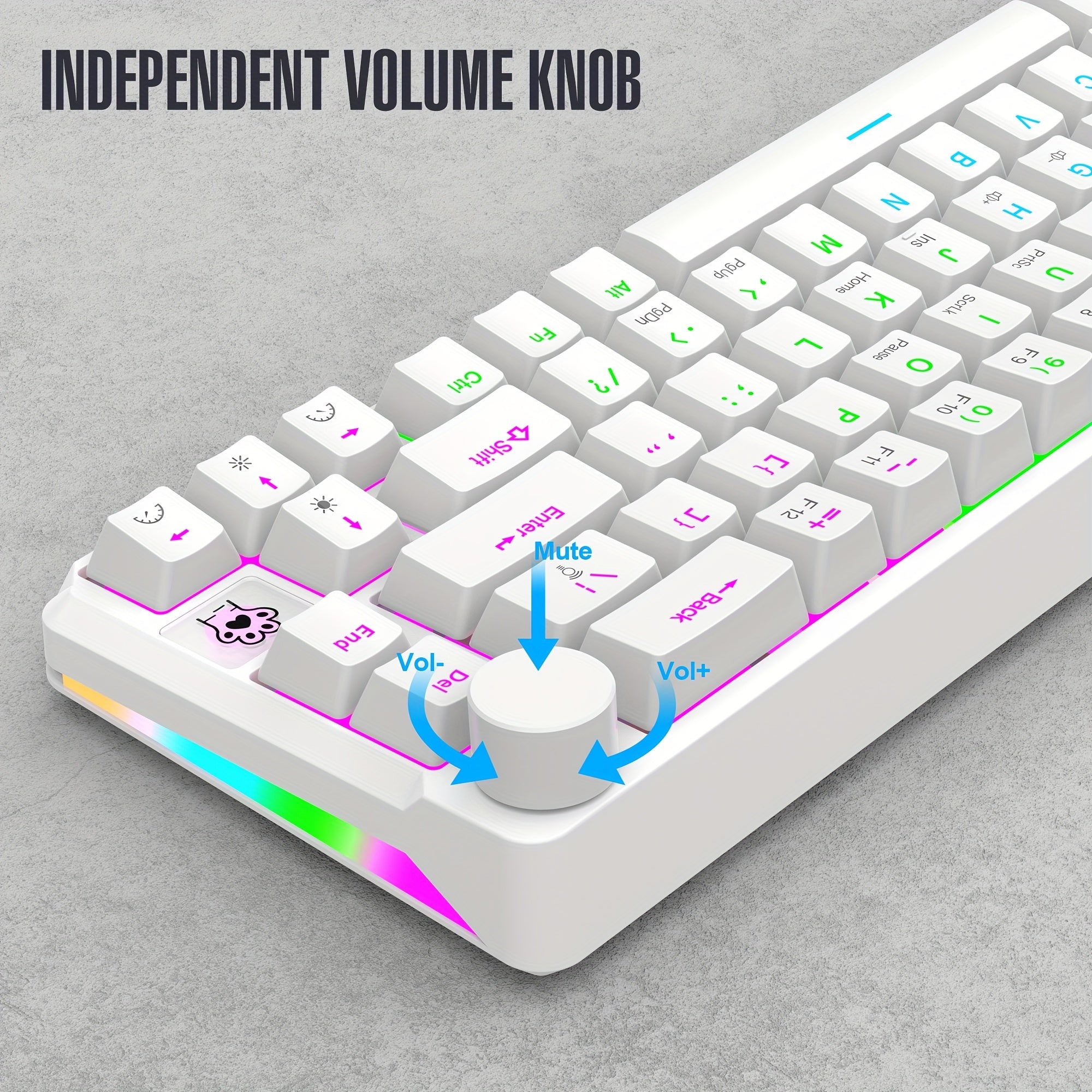 65-key USB Wired, Gaming Mini Keyboard, RGB Lighting