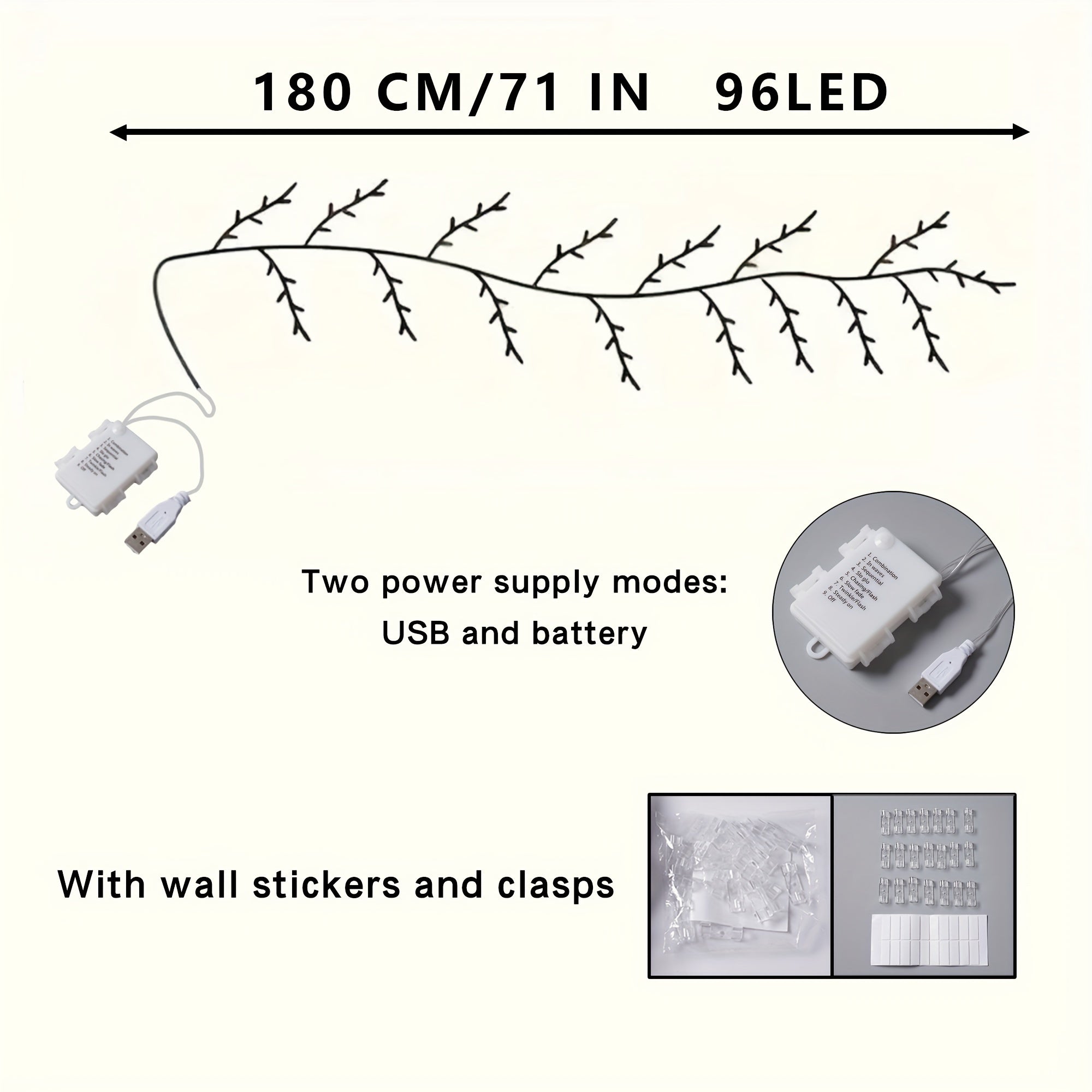 Ledoor 96LED Branch Twig Lights, Indoor Wall Decor Artificial Willow Vine Wall Lamp