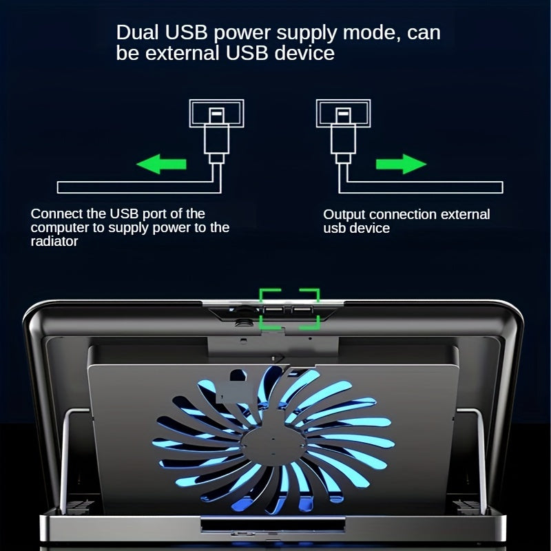 Notebook Radiator Cooling Fan, Laptop Pad, Aluminum Alloy, 2 USB Ports, 12-17 Inch, Cooler, Gaming Stand