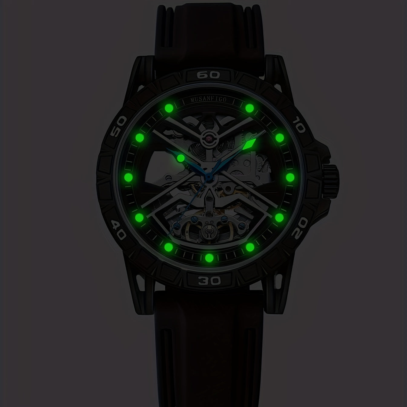 Men's Automatic Mechanical Watch, Double-sided Hollow Luminous Waterproof Watch