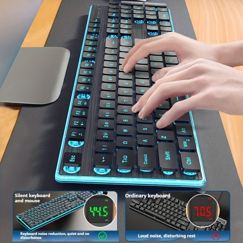 EWEADN BT & 2.4G Wireless Gaming Keyboard and Mouse Combo Rechargable