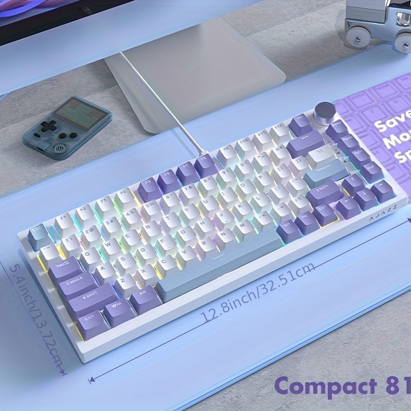 Ak820 75% Wired Mechanical Keyboard , LED Backlit