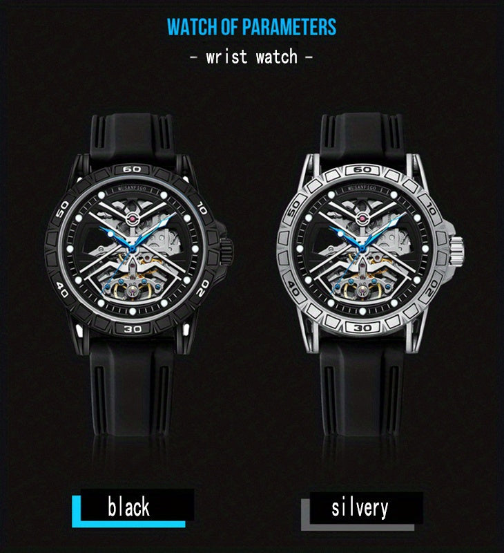 Men's Automatic Mechanical Watch, Double-sided Hollow Luminous Waterproof Watch