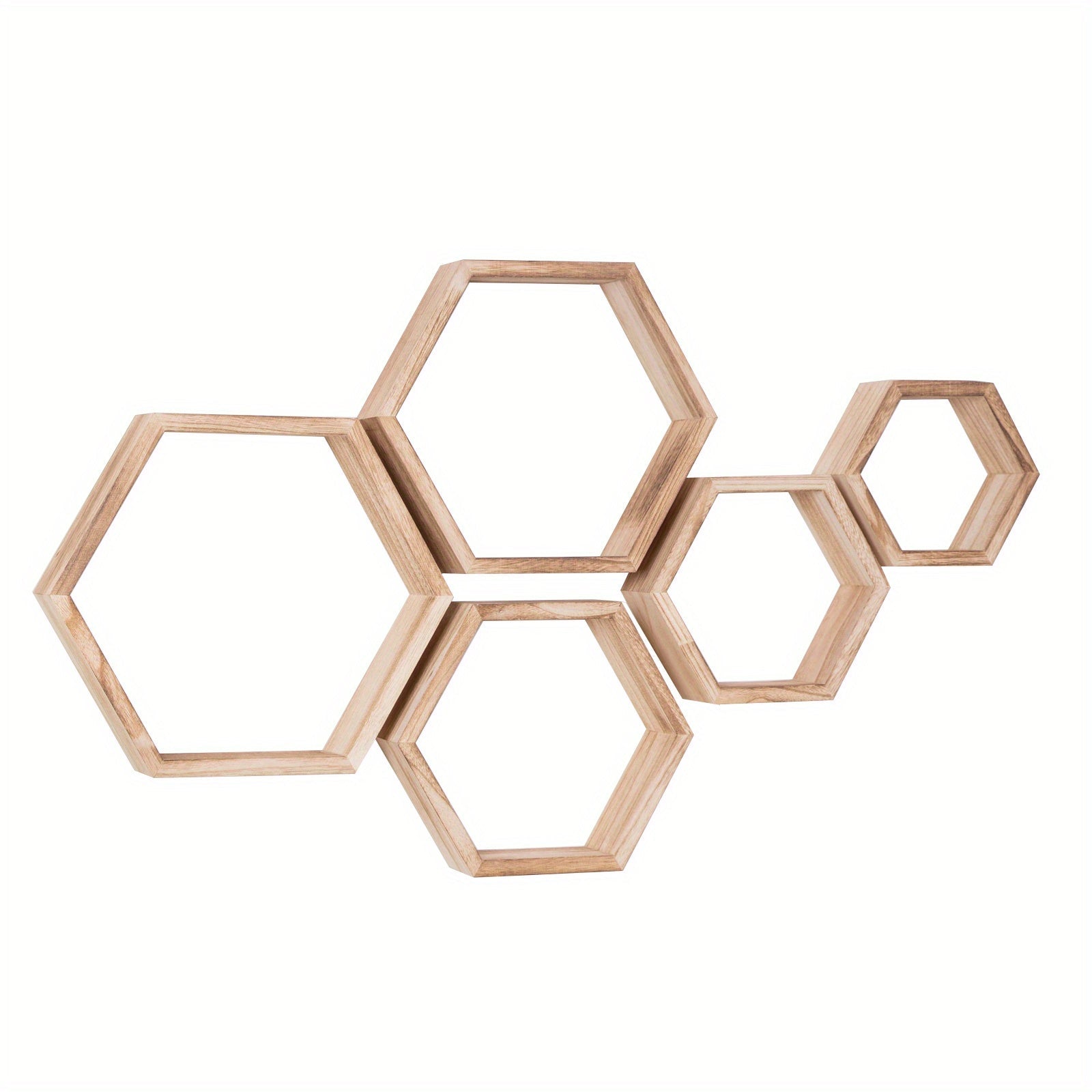 5pcs Hexagon Floating Shelves - Wall Mounted - Mojood