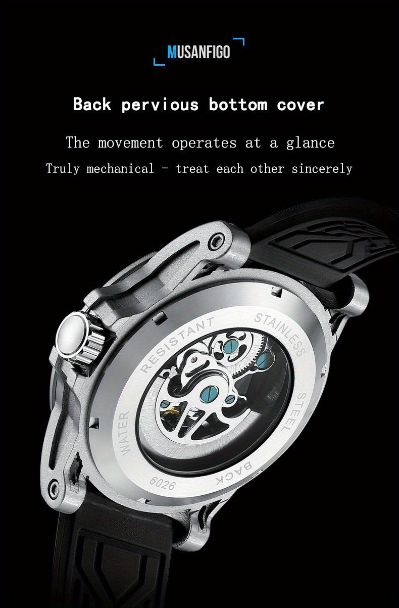 Men's Automatic Mechanical Watch, Double-sided Hollow Luminous Waterproof Watch