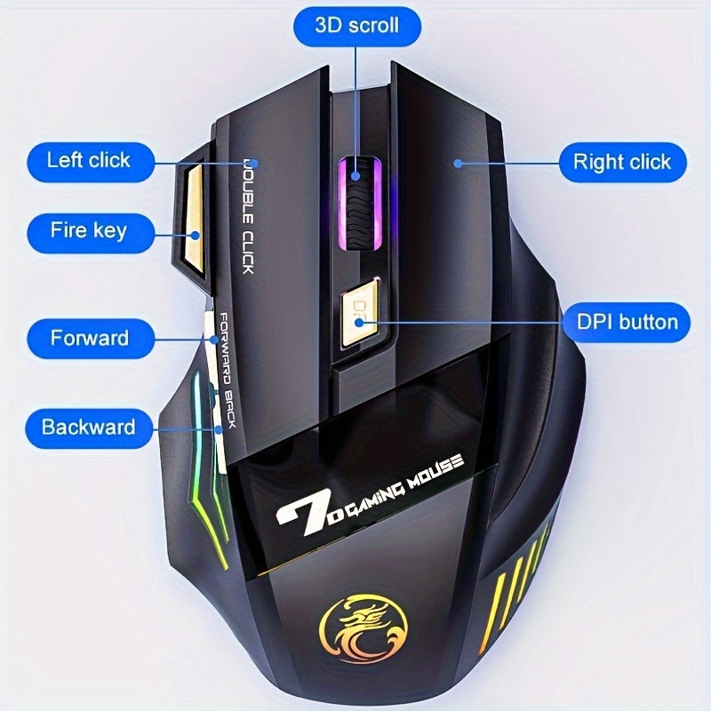 Wireless Gaming Mouse 3200DPI Rechargeable Silent Mouse