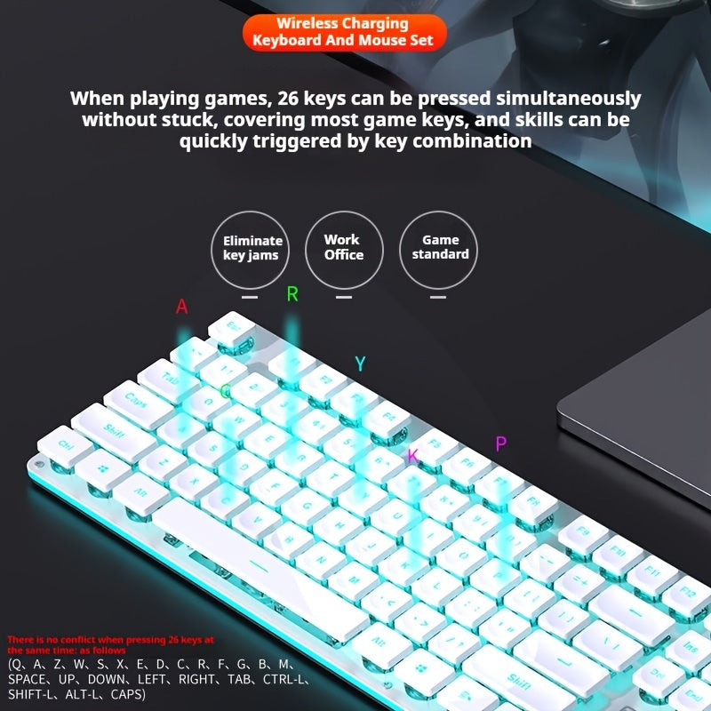 EWEADN BT & 2.4G Wireless Gaming Keyboard and Mouse Combo Rechargable