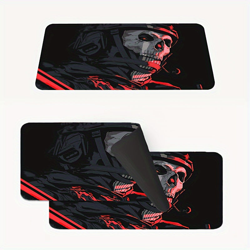 1pc Extended Gaming Mouse Pad with Red Skull Design