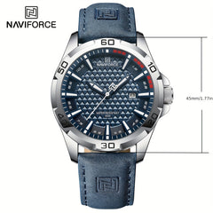 NAVIFORCE Fashion Men's Genuine Leather Cowhide Strap Watch