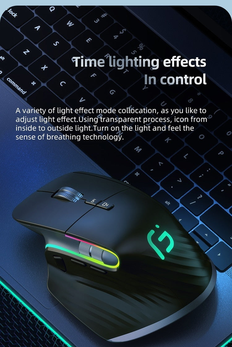 JOMAA 2.4GHz+BT Wireless Mouse Silent Backlight RGB Gaming Mouse