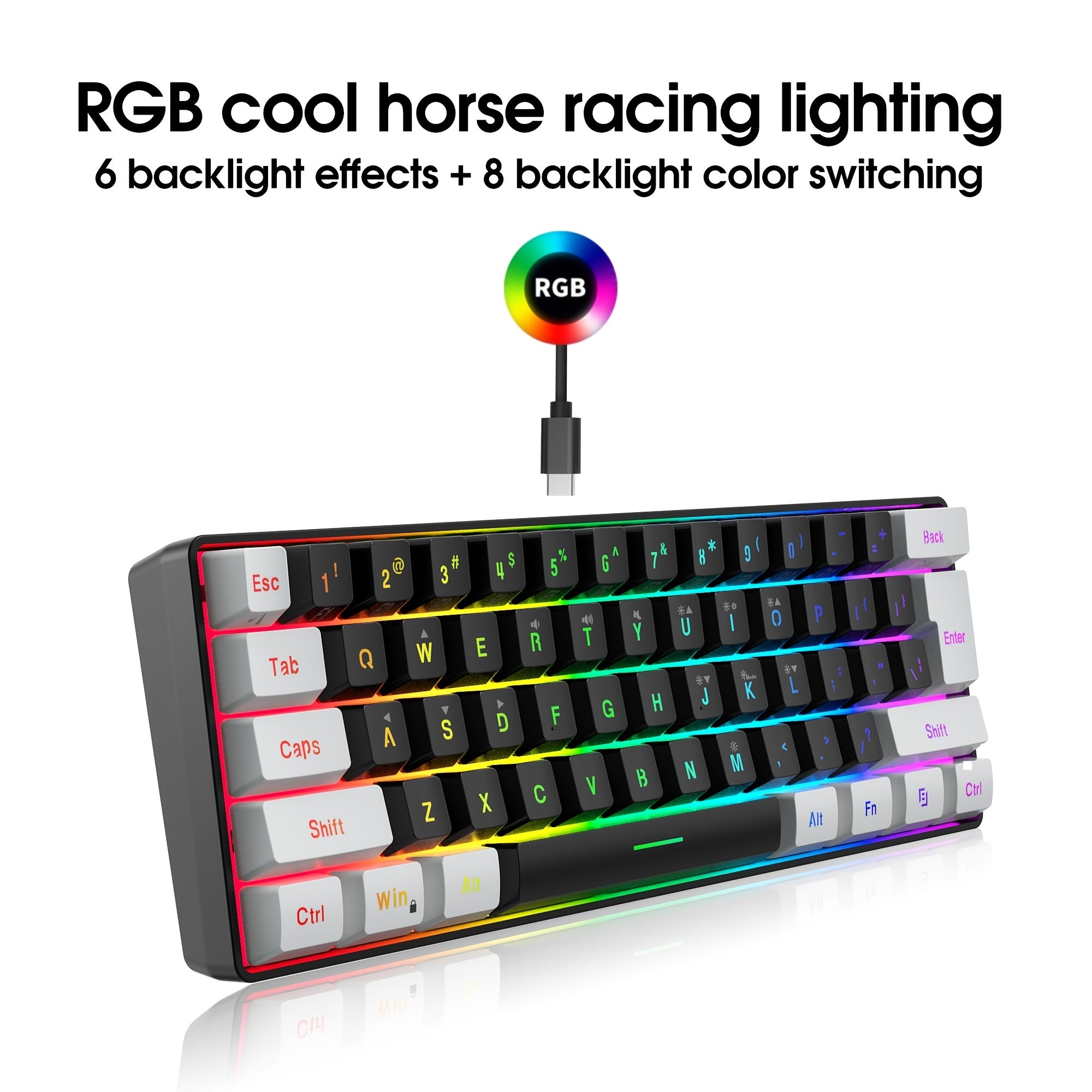 Snpurdiri 60% Wired Gaming Keyboard RGB Backlit Compact