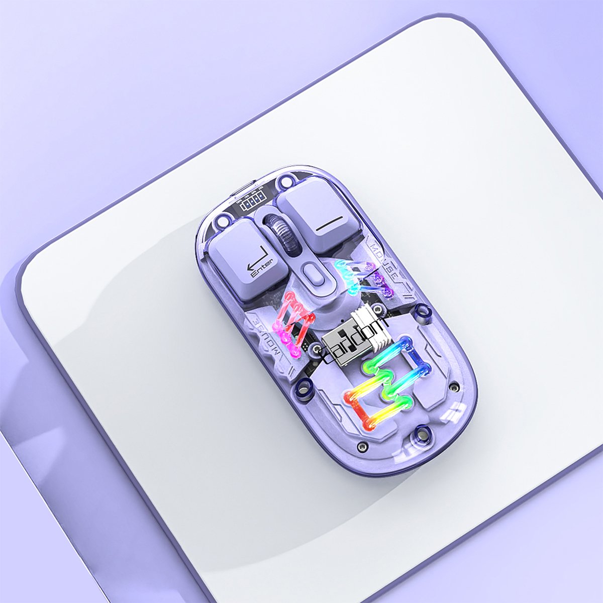 Earldom Transparent RGB Wireless Office Mouse – Purple