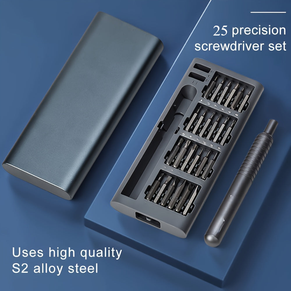 Screwdriver Kit: 25-In-1 Magnetic with Portable Aluminum Case