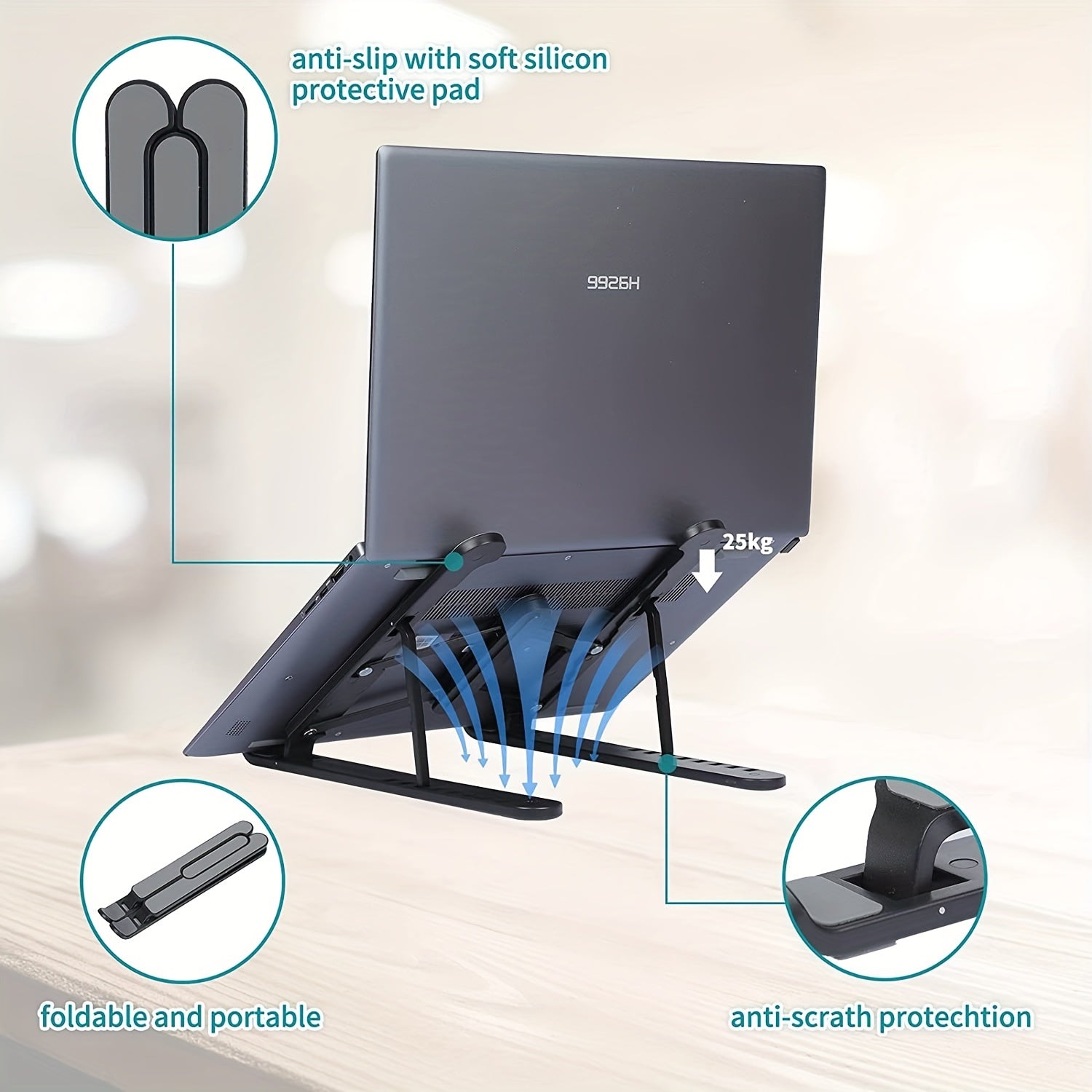 Laptop Stand: 12-15.6 Universal, Lightweight, Heat Pipe, Aluminum