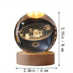 3D Crystal Ball Planet LED Light Laser-engraved solar system