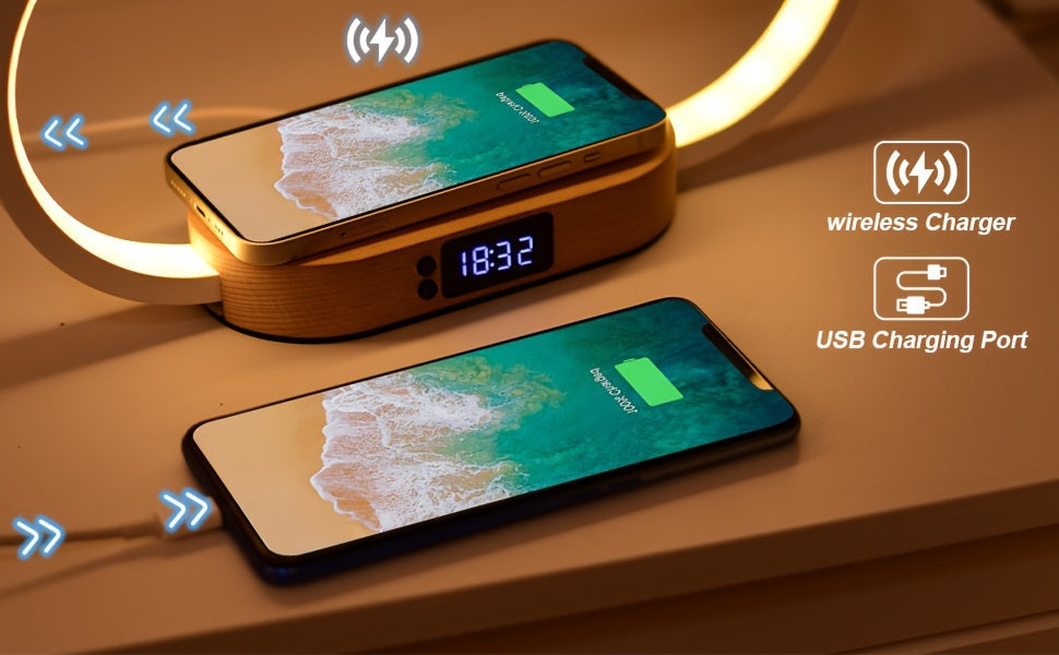 10W multifunctional wireless charging station watch, LED desk light