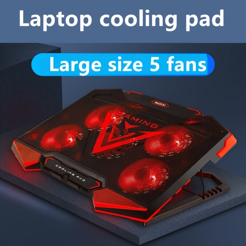 Coolcold-Laptop Cooling Pad, 5Silent Fans, 7 Height, Wind Speed, Adjustable Cooler