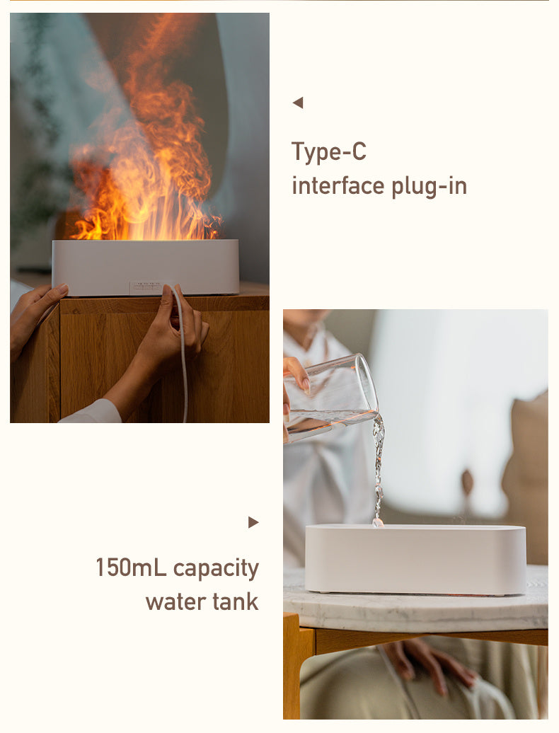 Mini Air Humidifier - Cool Mist Aroma Diffuser with Colorful Flame Effect