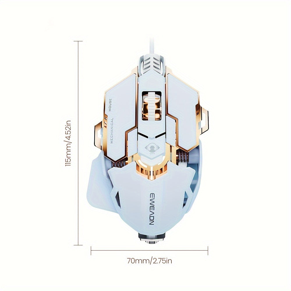 EWEADN G5 USB Wired Gaming Mouse: Silent/audible, 8 buttons, adjustable length