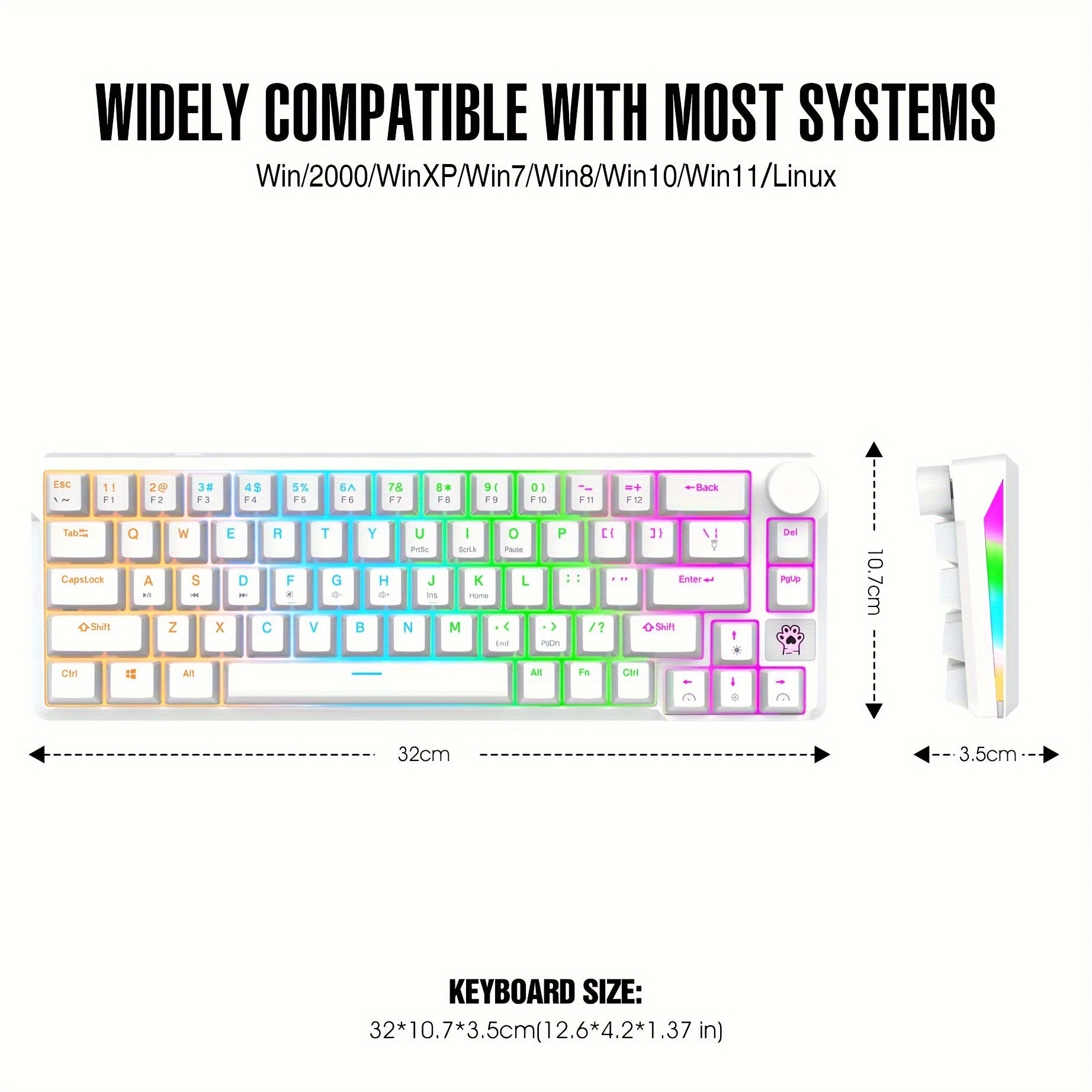 65-key USB Wired, Gaming Mini Keyboard, RGB Lighting