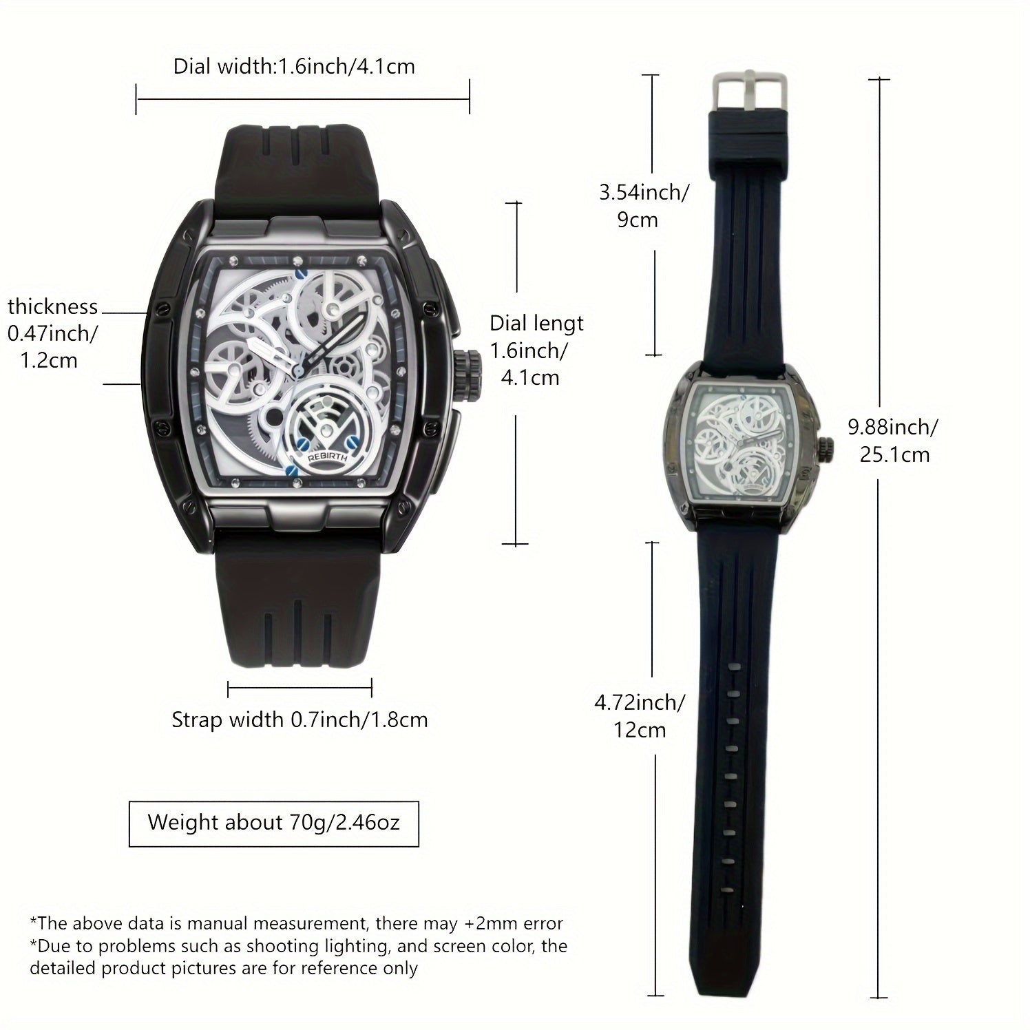 Men's Wristwatch:  Barrel-Shaped Case