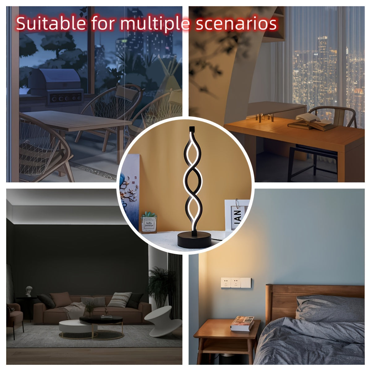 LED Spiral Table Lamp, Charging Capability