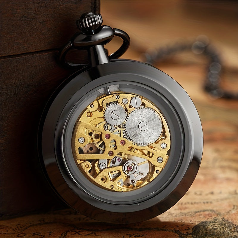 Retro Hollow Mechanical Pocket Watch, Waterproof Semi-automatic