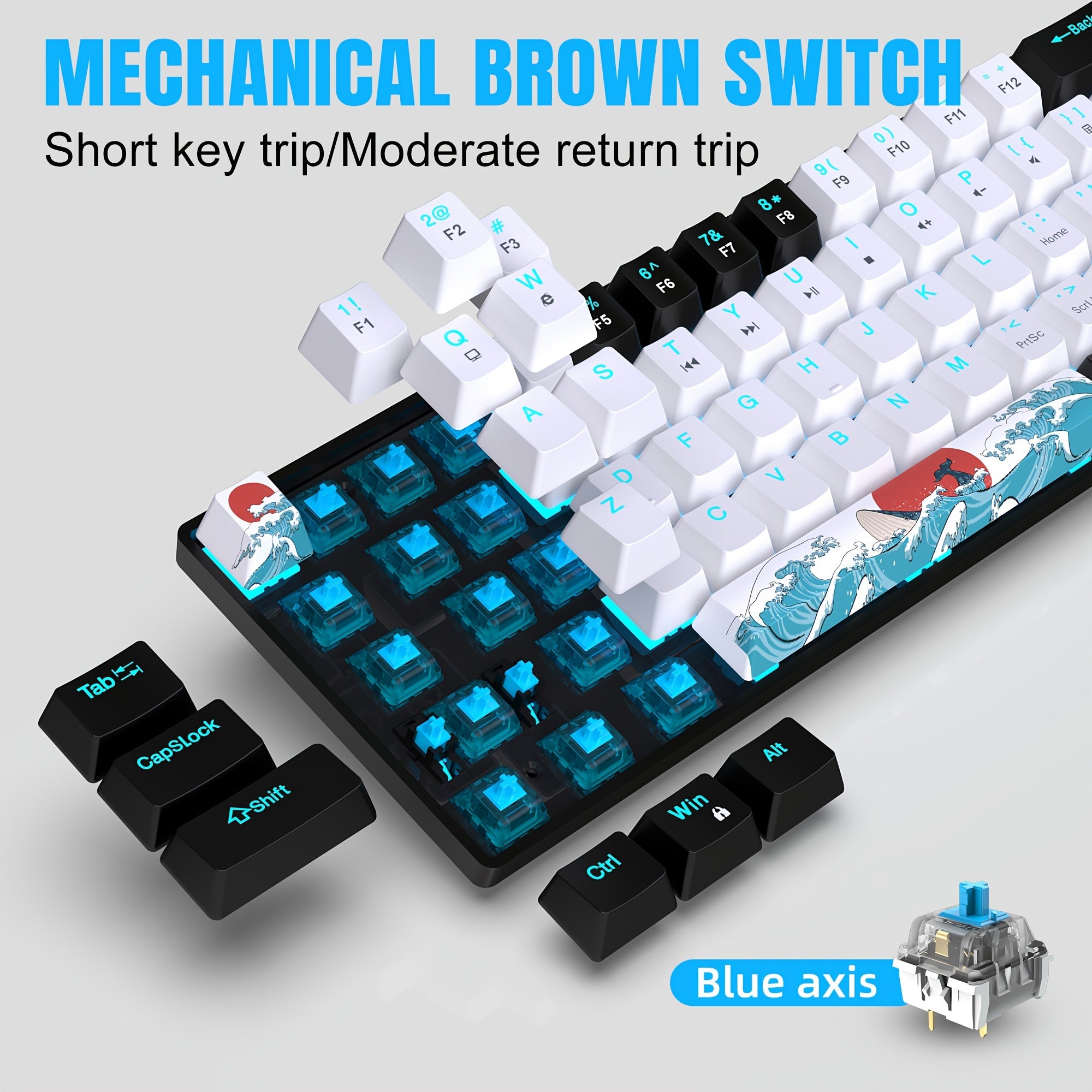 HXSJ Ergonomic Mechanical Gaming Keyboard - 68 Keys