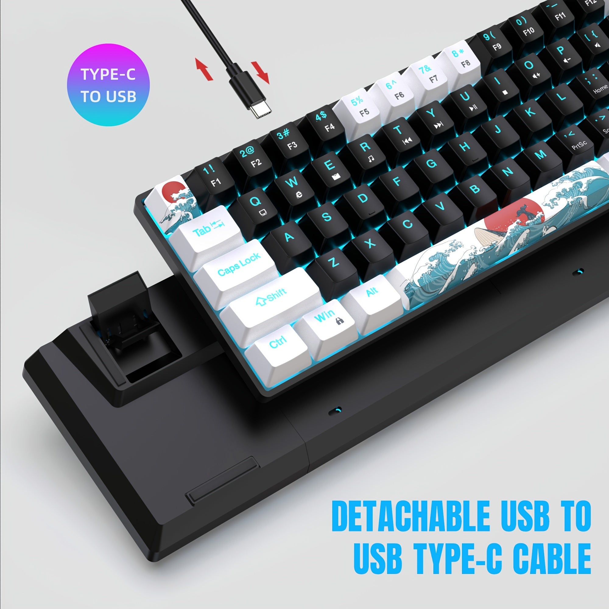 HXSJ Ergonomic Mechanical Gaming Keyboard - 68 Keys