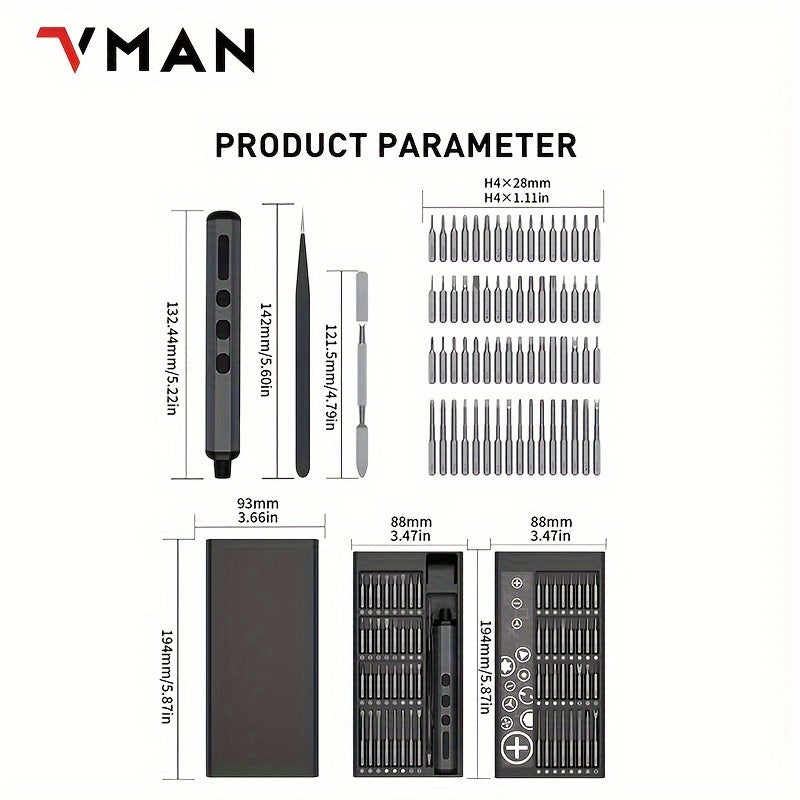 Electric Screwdriver, 68 In 1 Electric Screwdriver Kit With 64 Magnetic Bits