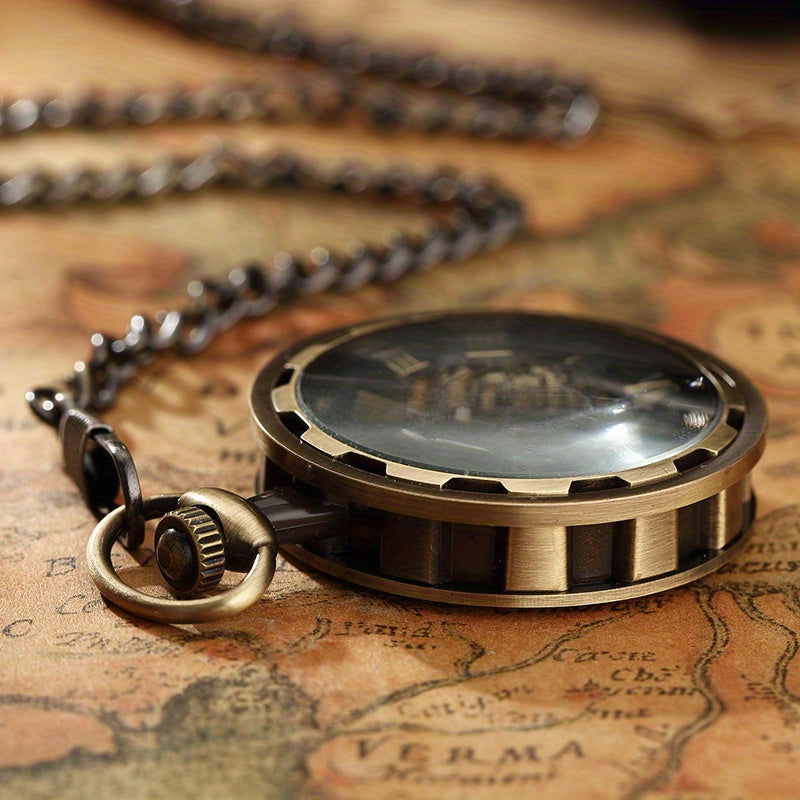 Retro Hollow Mechanical Pocket Watch, Waterproof Semi-automatic