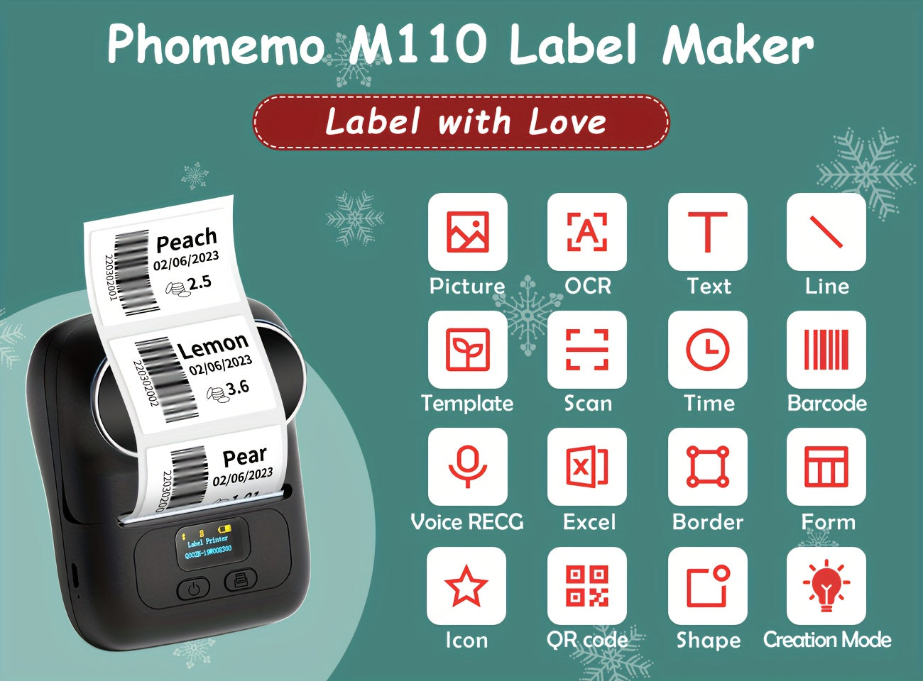 M110 Thermal Label Makers - Portable Wireless Thermal Label Maker