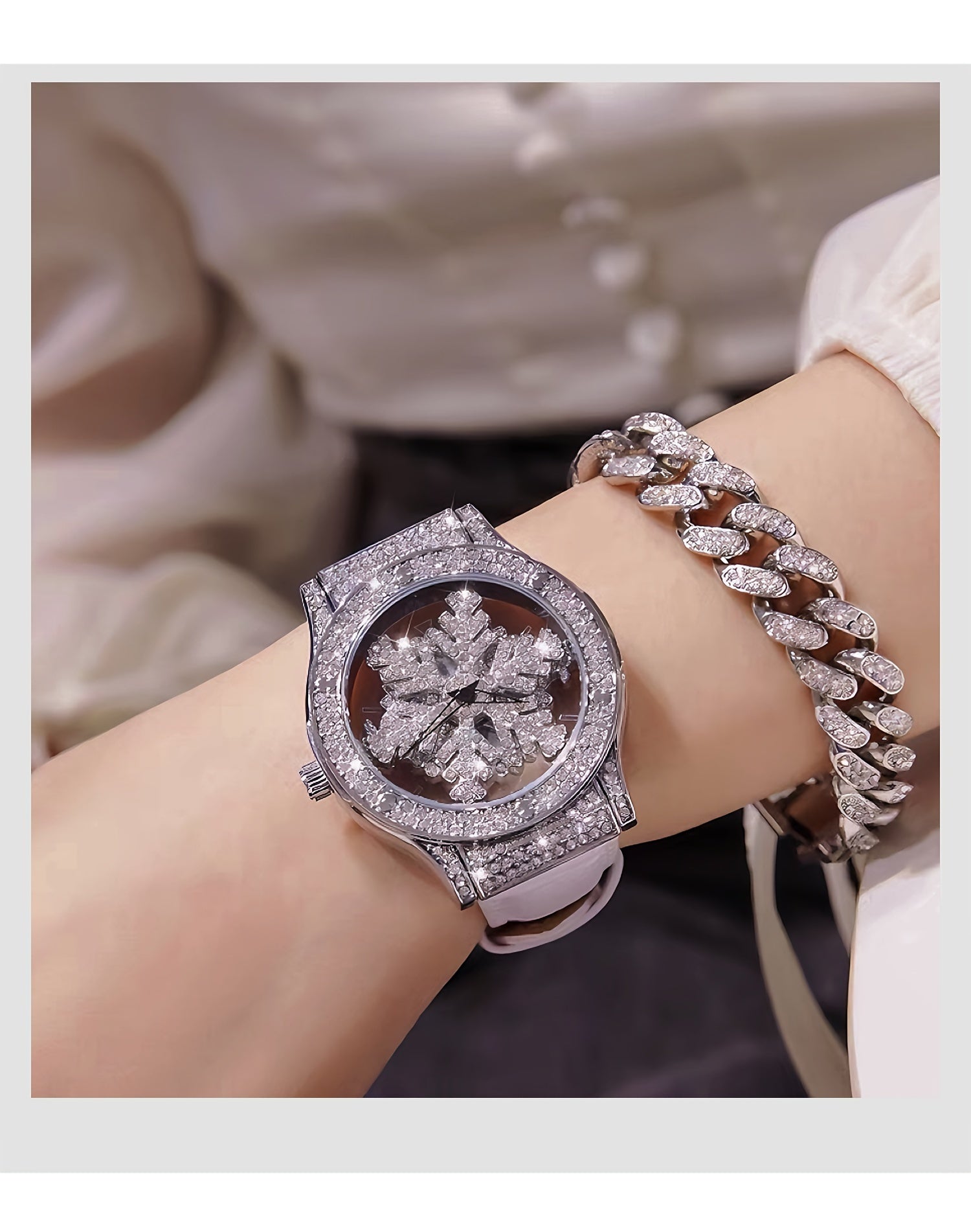 Women's Quartz Watch with Rhinestone Accents