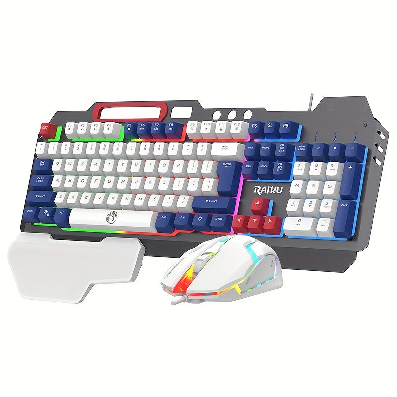 Three Colors Block Wired Keyboard Mouse Set