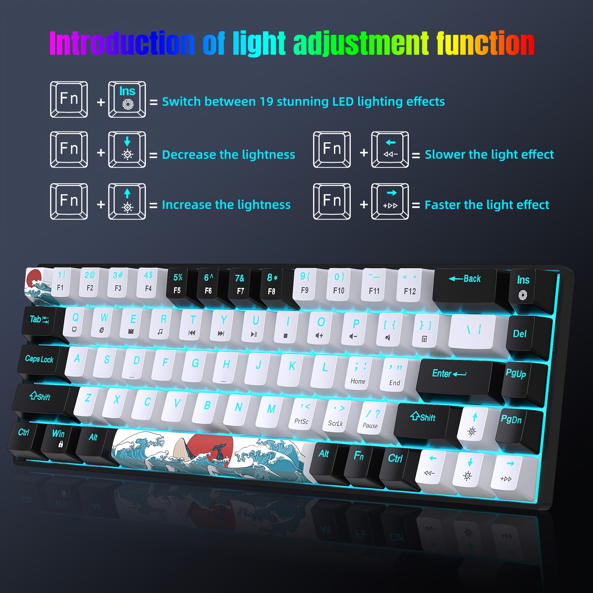 HXSJ Ergonomic Mechanical Gaming Keyboard - 68 Keys