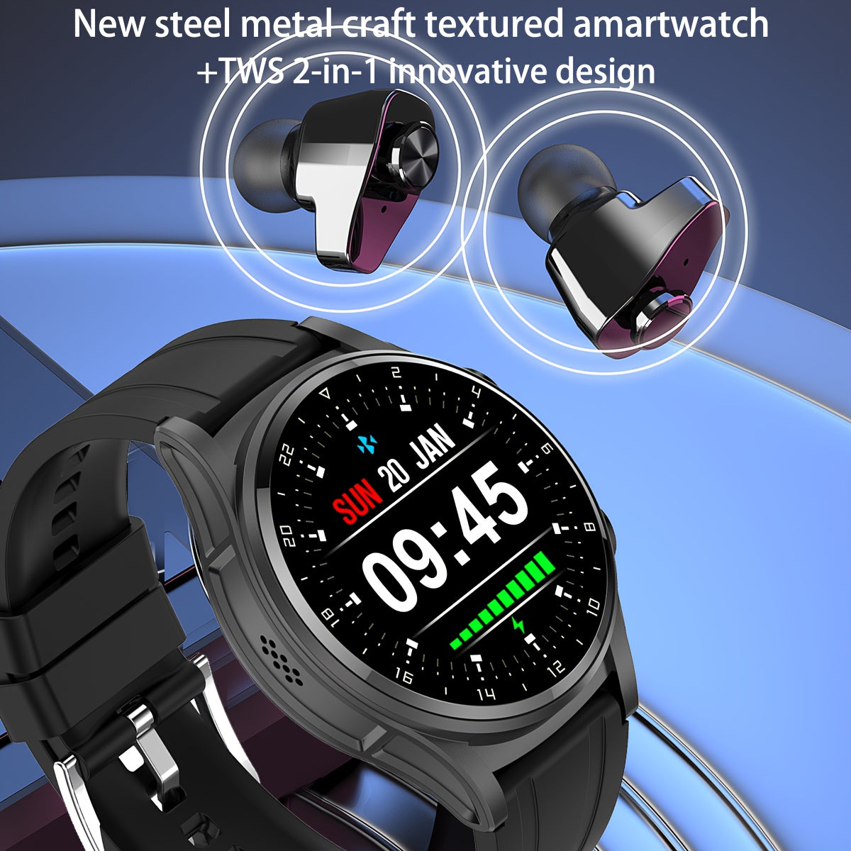 2023 New Men's Smartwatch 2-in-1 TWS Wireless Headset Call Music Multi-dial Sports Fitness NFC Smartwatch For Women