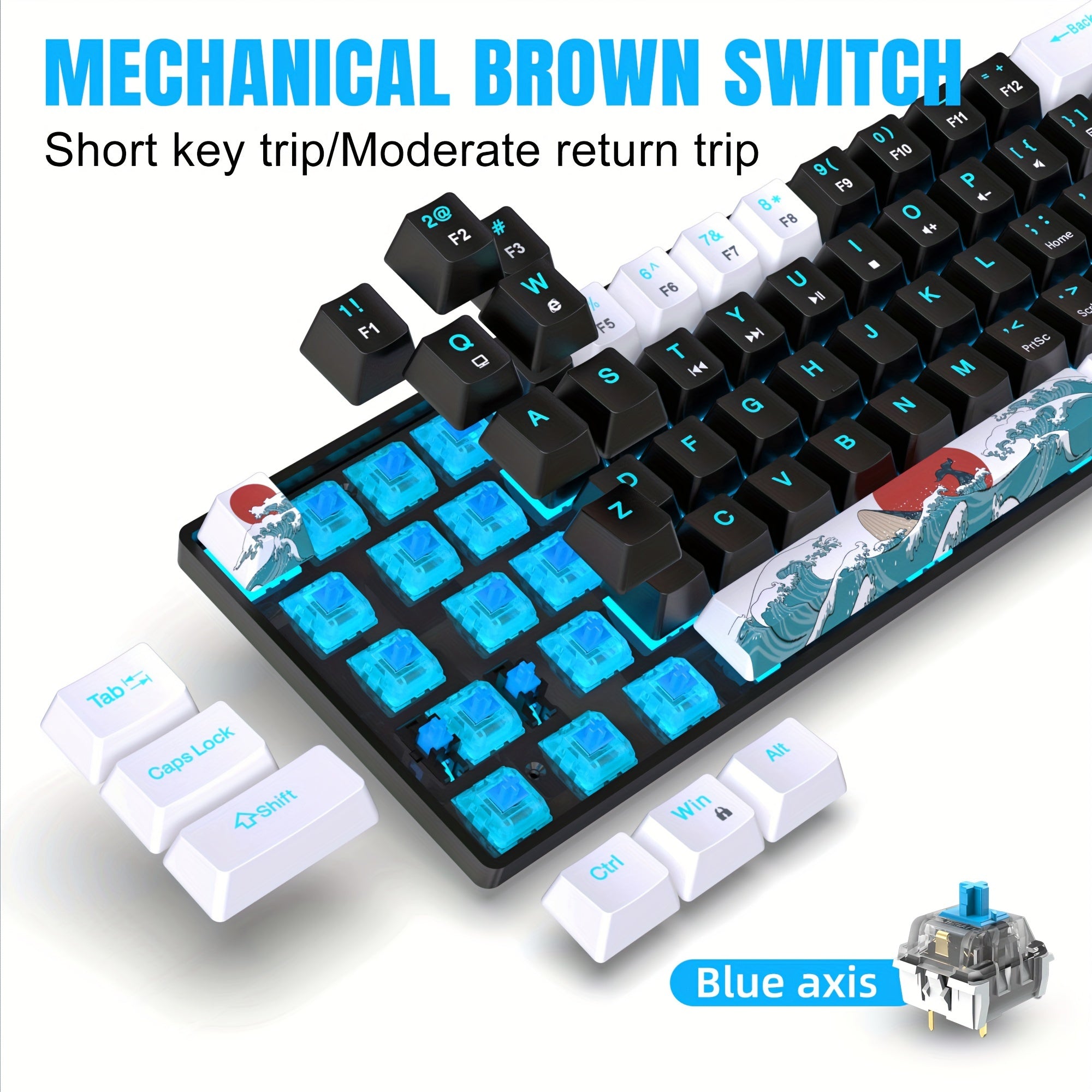 HXSJ Ergonomic Mechanical Gaming Keyboard - 68 Keys