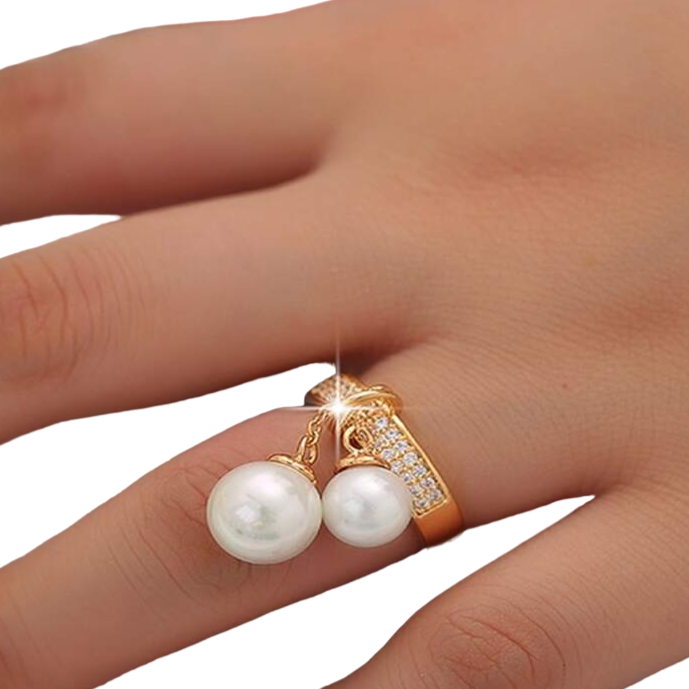 Dual Bead Dangle Ring