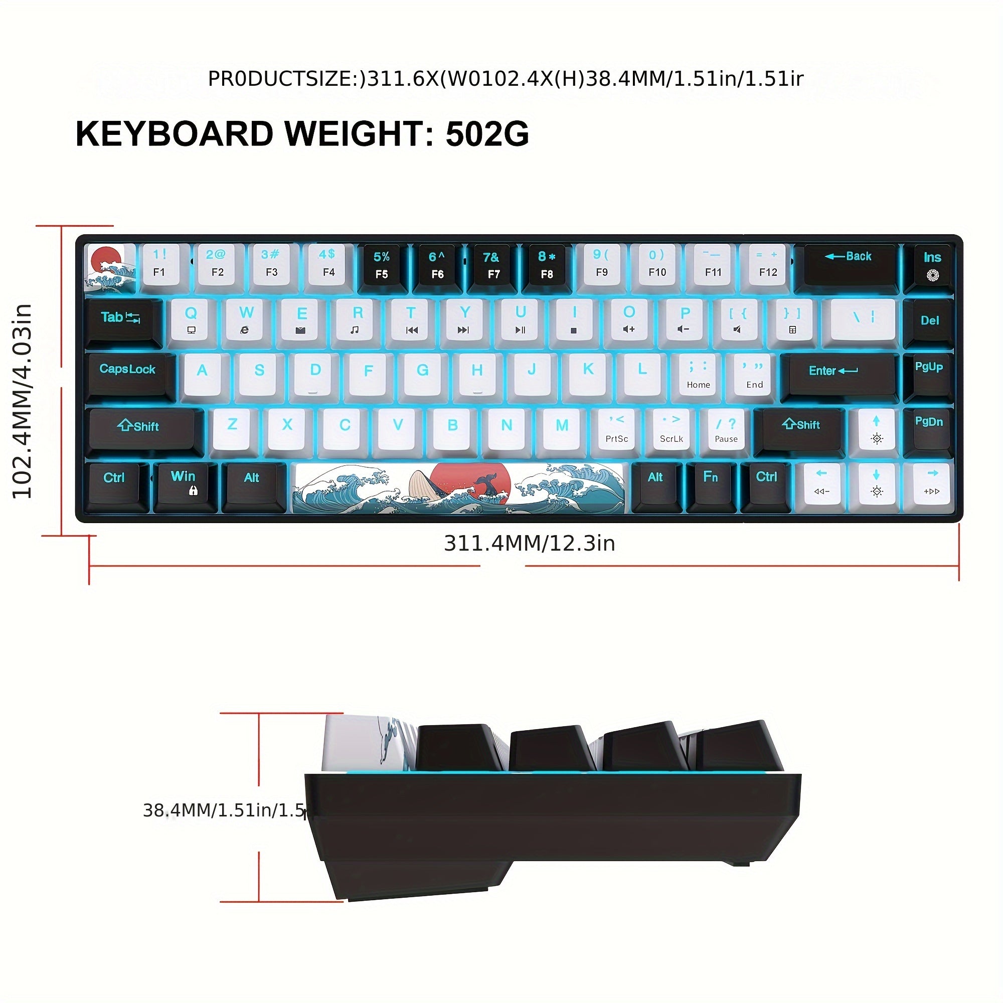 HXSJ Ergonomic Mechanical Gaming Keyboard - 68 Keys