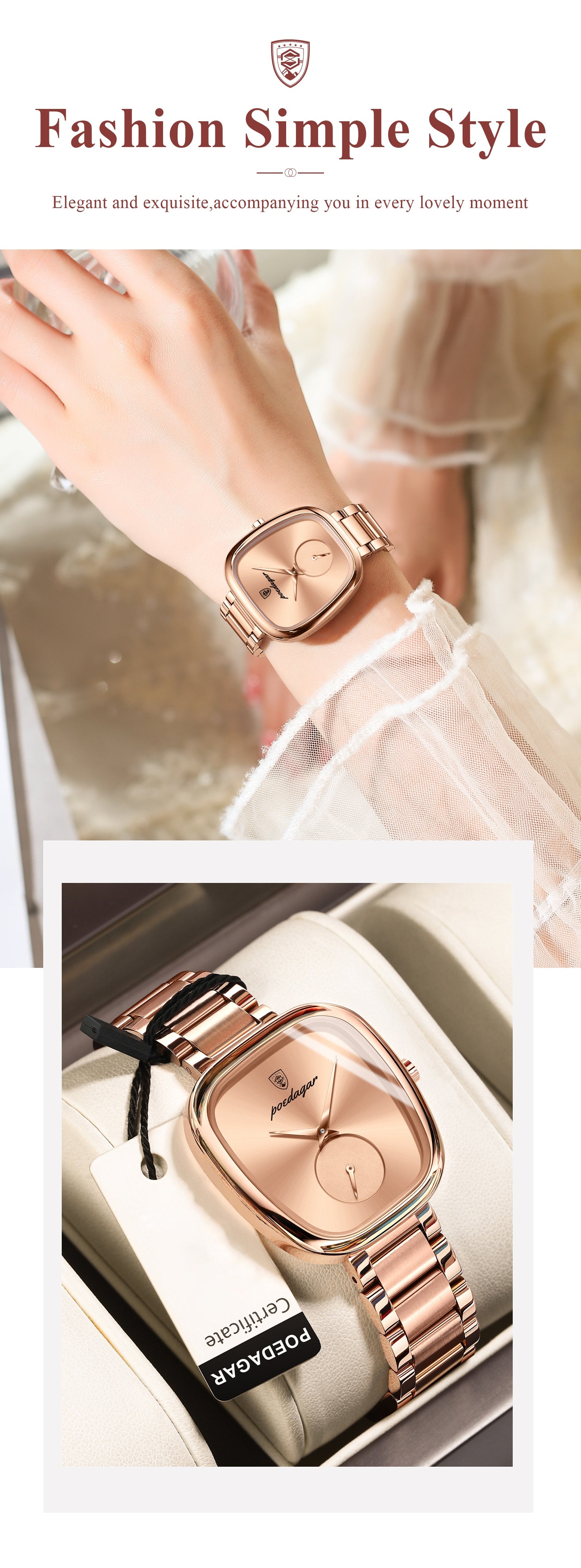 Casual Square Quartz Wrist Watch for Women