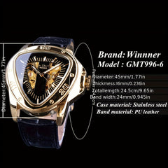 T-WINNER Steampunk Golden Triangle Skeleton Men's Watch