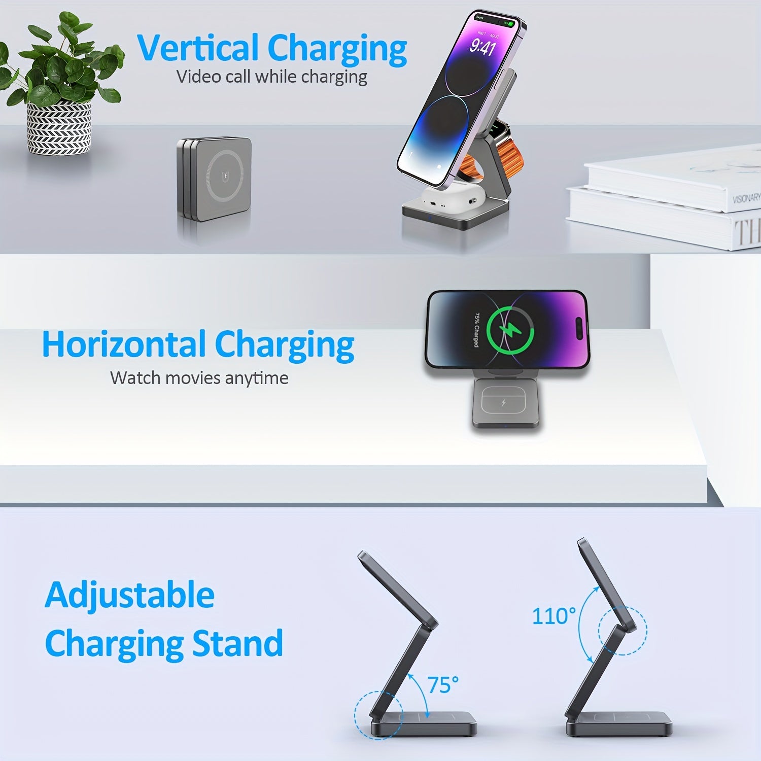 Magnetic 3-In-1 Fast Wireless Charger